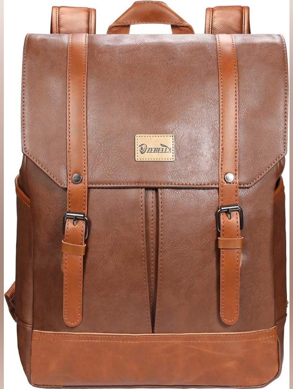 Dzebella Casual Pu Leather School Student Laptop Backpack Brown